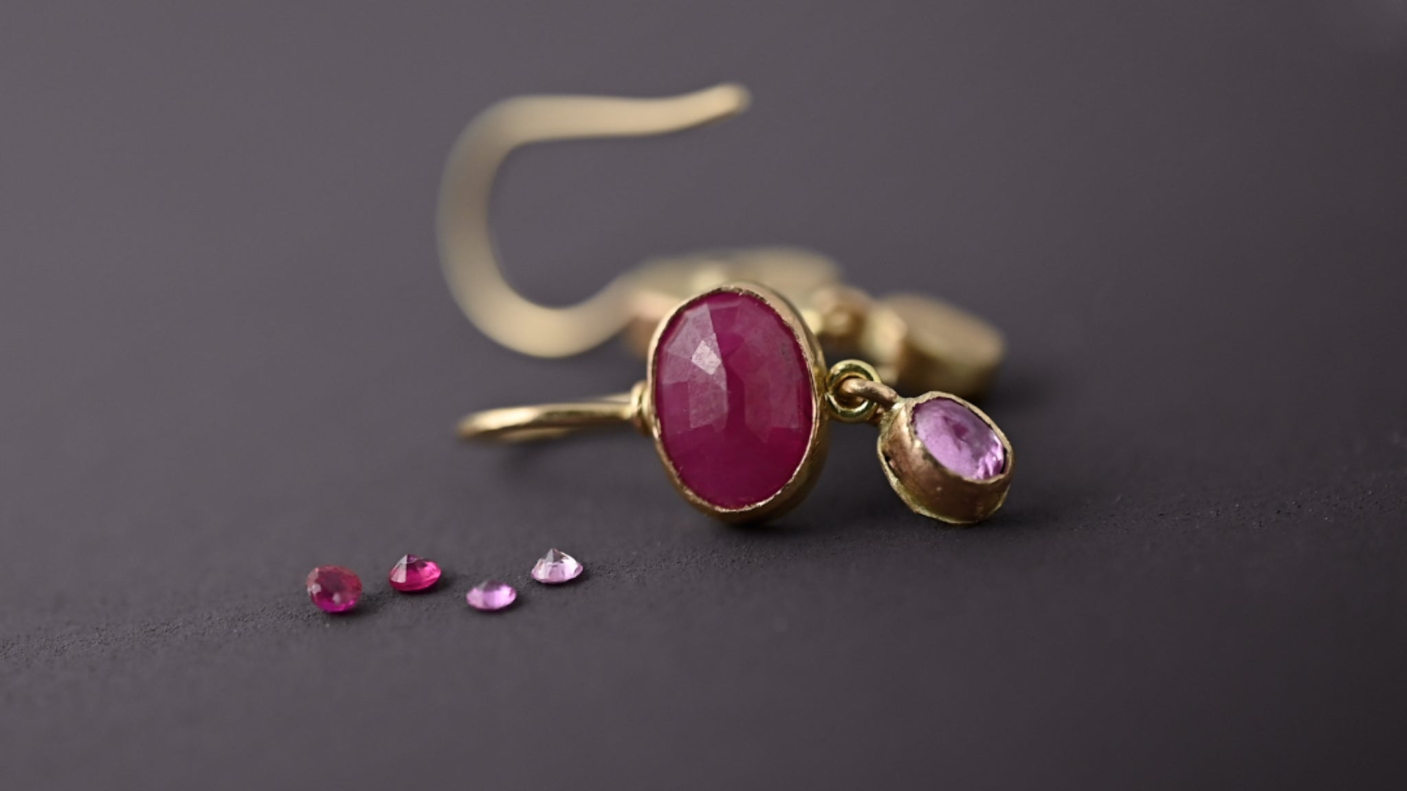 Pink sapphires and rubies showing the transition from pink to red corundum