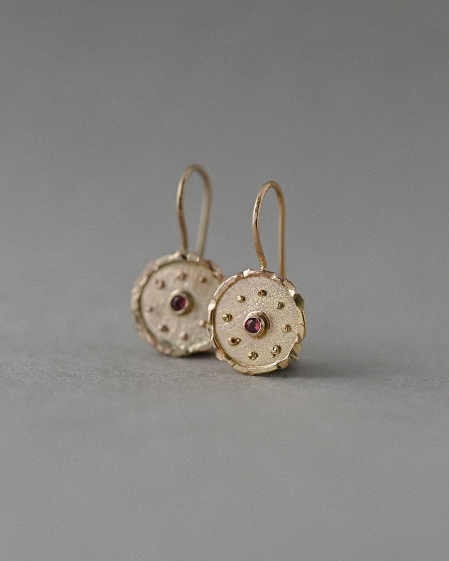 Ruby Florin earrings in 14ct solid gold with Mozambique rubies
