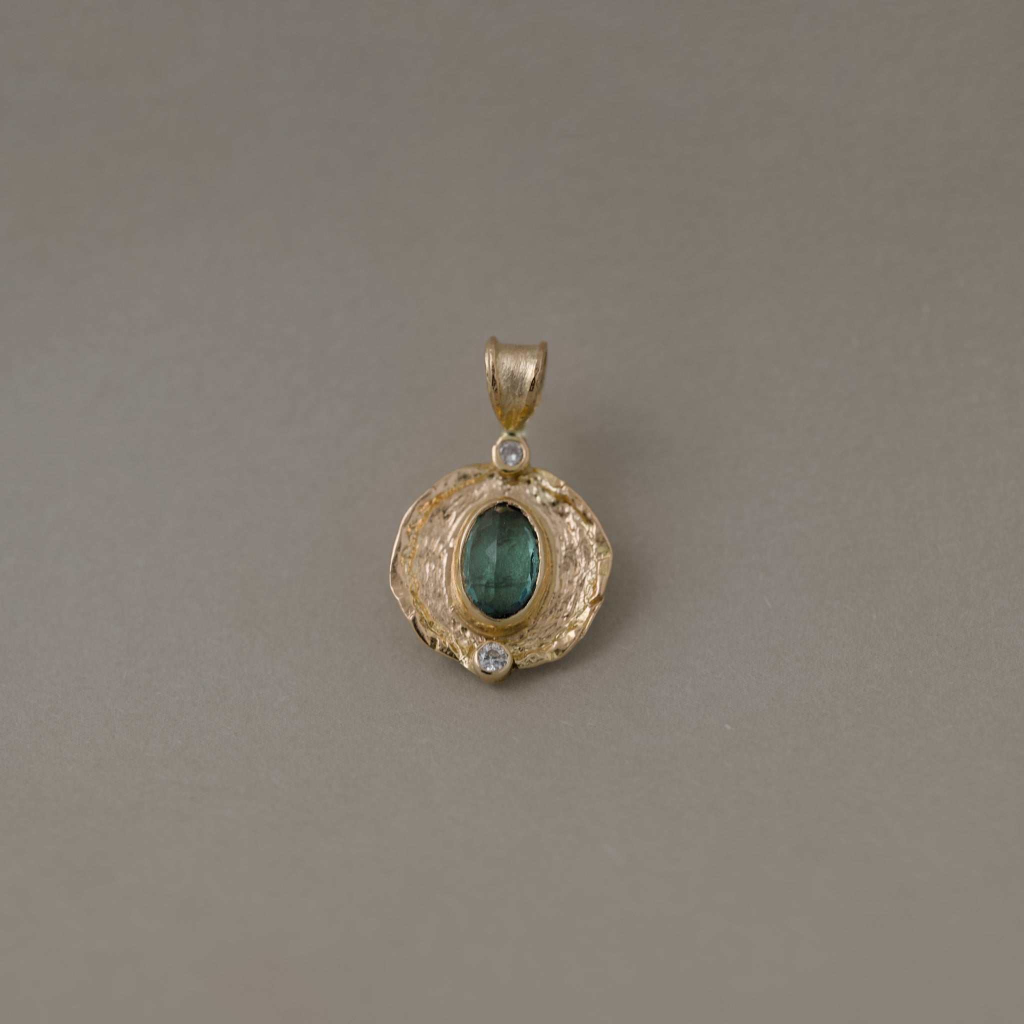 Florin Indicolite Tourmaline necklace with gold medallion and diamond frame