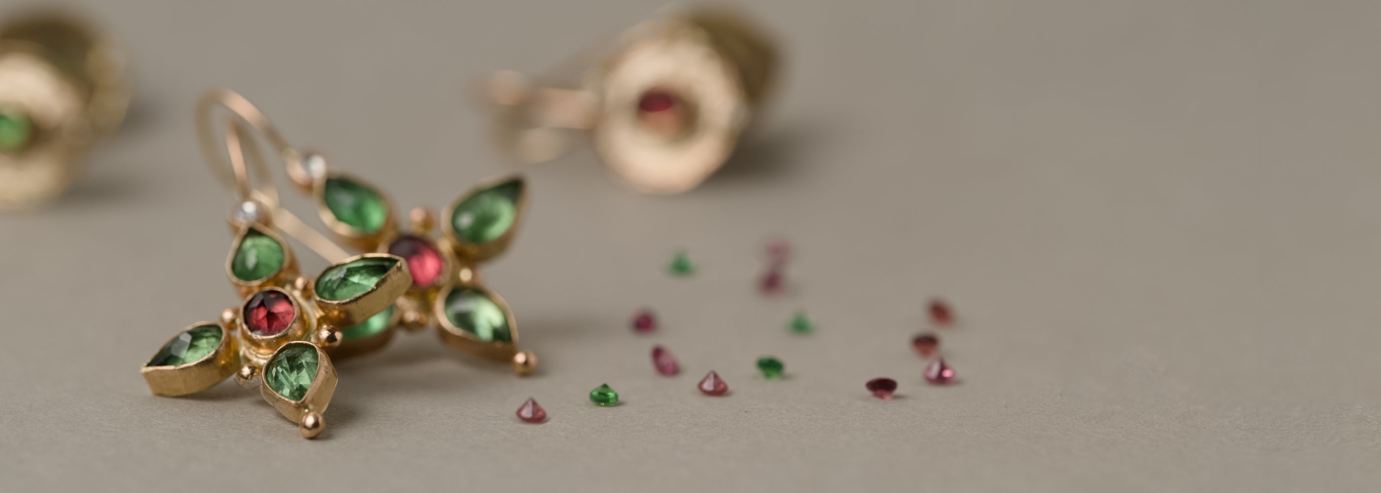 January birthstone garnet earrings in solid gold by Vermilion Jewellery