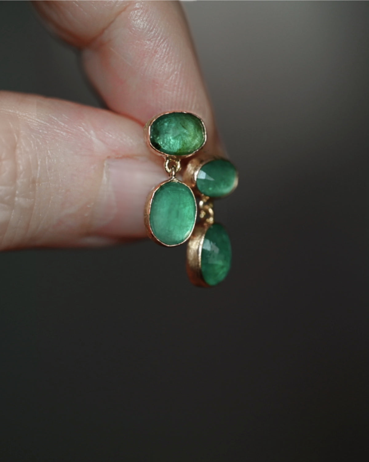 duo Zambia emerald earrings in 14ct solid gold