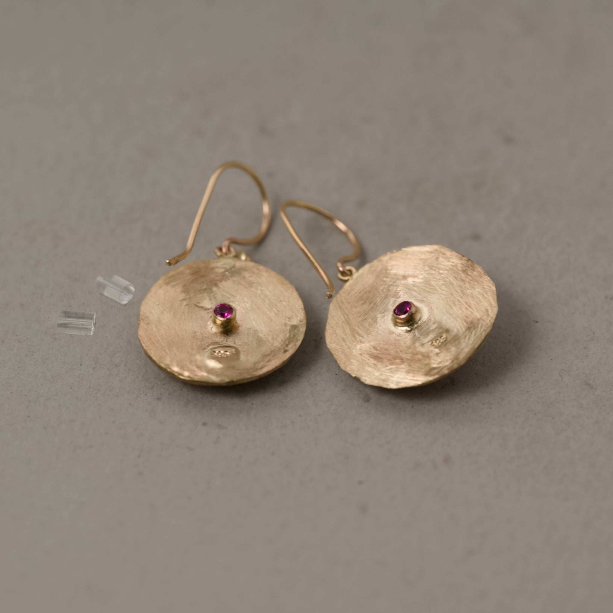 Celestial blue sapphire diamond earrings held in gold with rose-cut diamonds