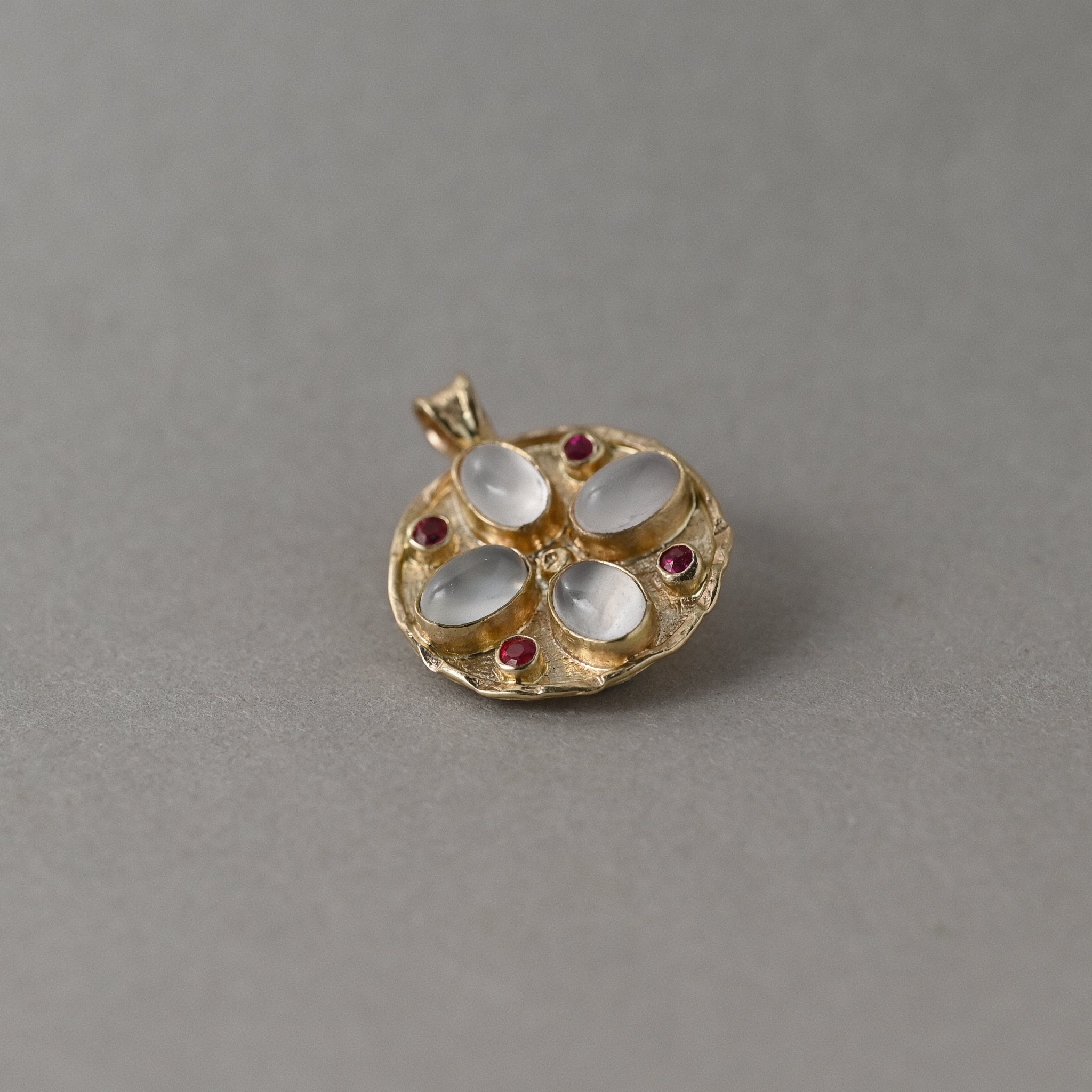Florin Moonstone Ruby gemstone pendant in 14ct solid gold