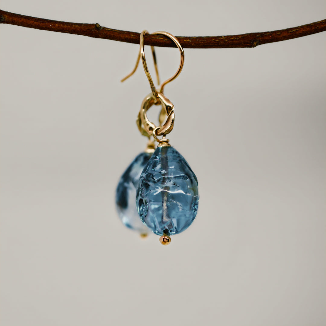 oro murano glass Londra blue earrings