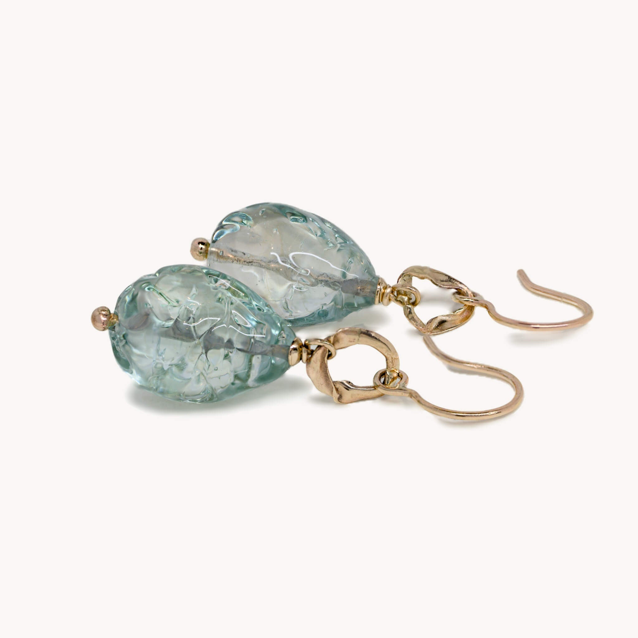 Oro Murano Aquamarine Earrings with Murano glass and 14ct gold accents.