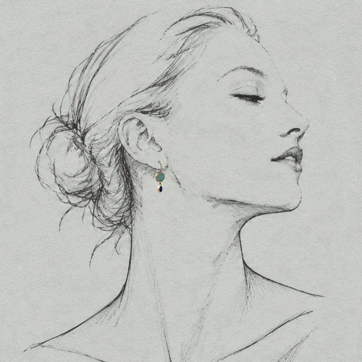Vermilion Jewellery sera paraiba sapphire earrings on artists sketch