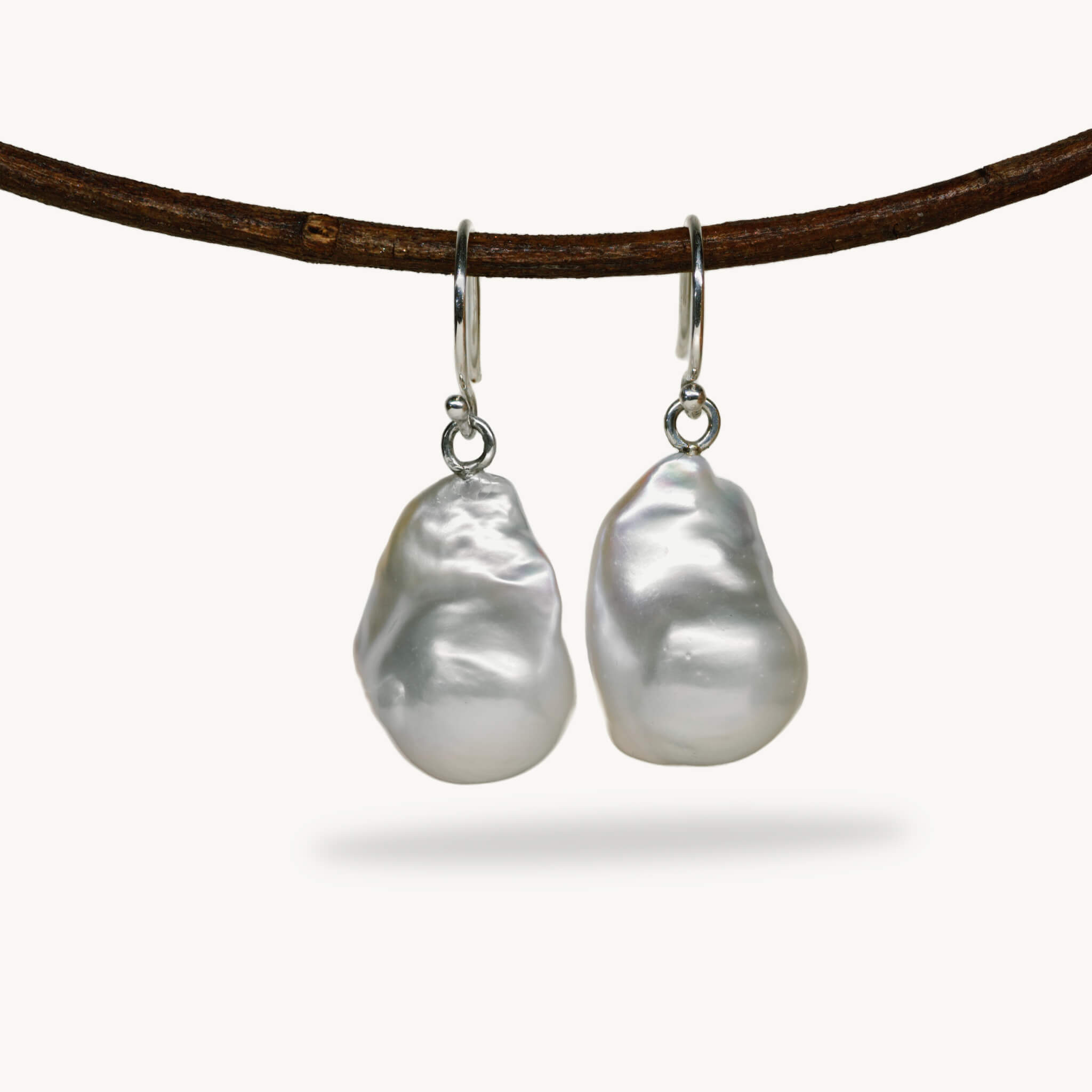 silver baroque pearl earrings