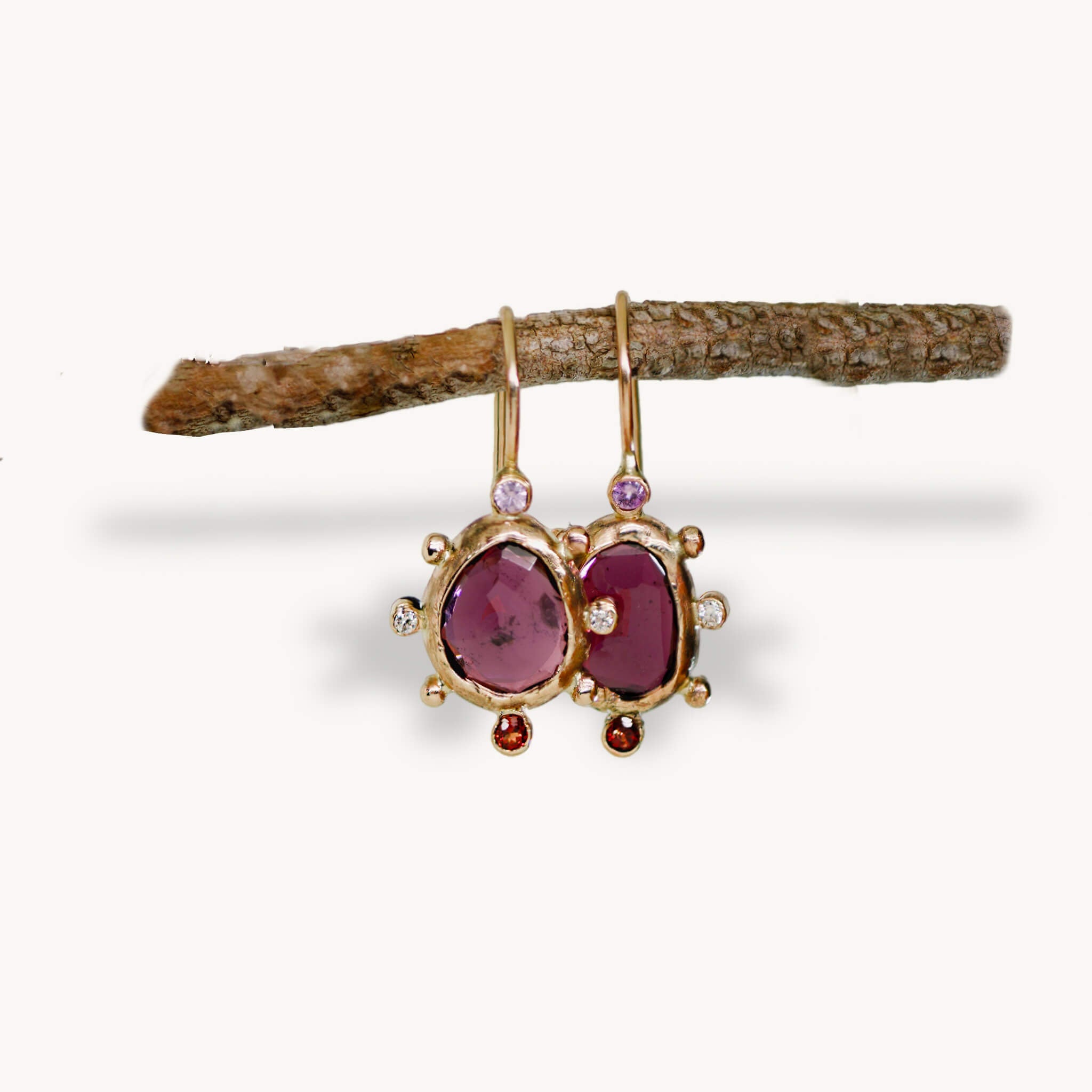 Garnet earrings 14k deals gold