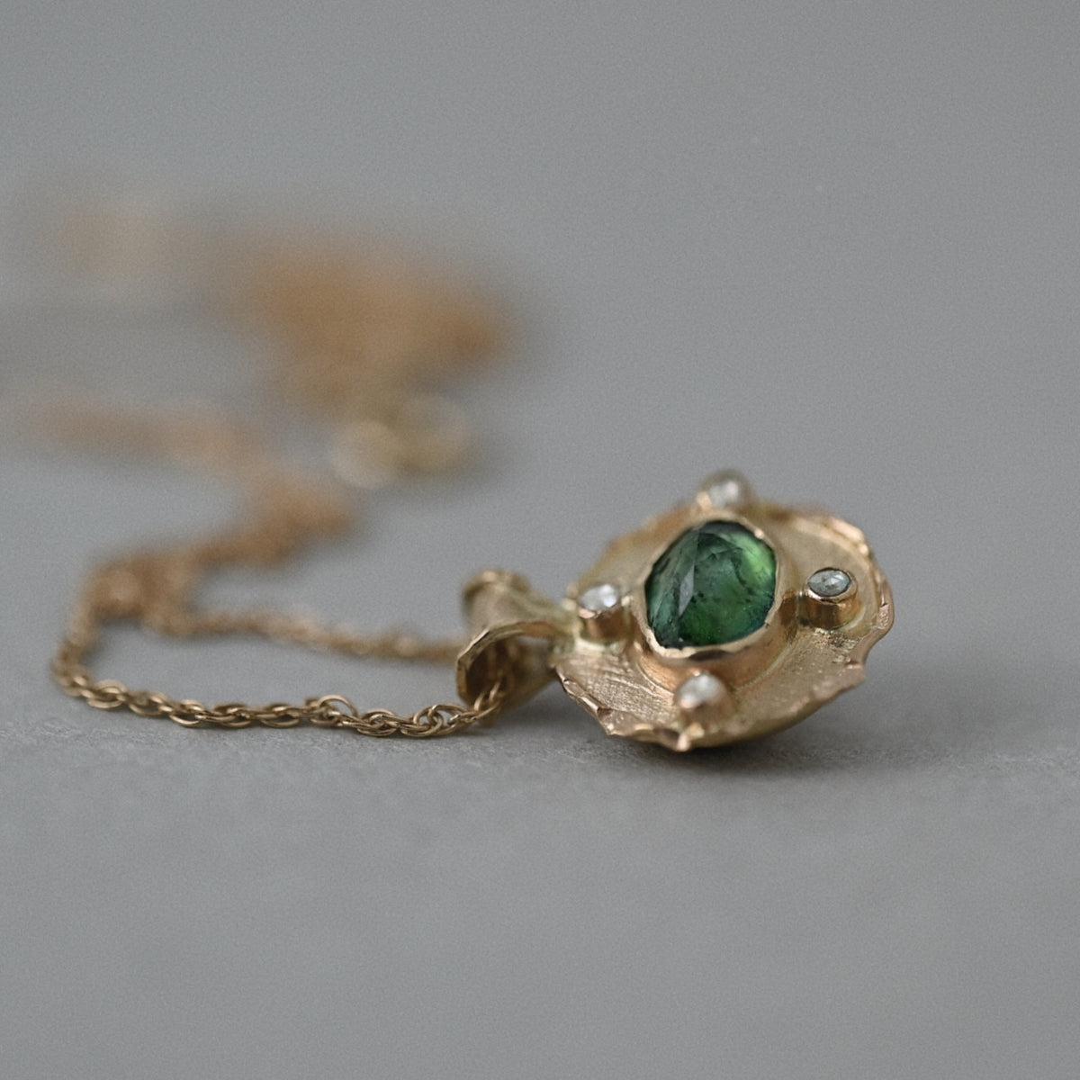 Florin Green Tourmaline Diamond Medallion Necklace