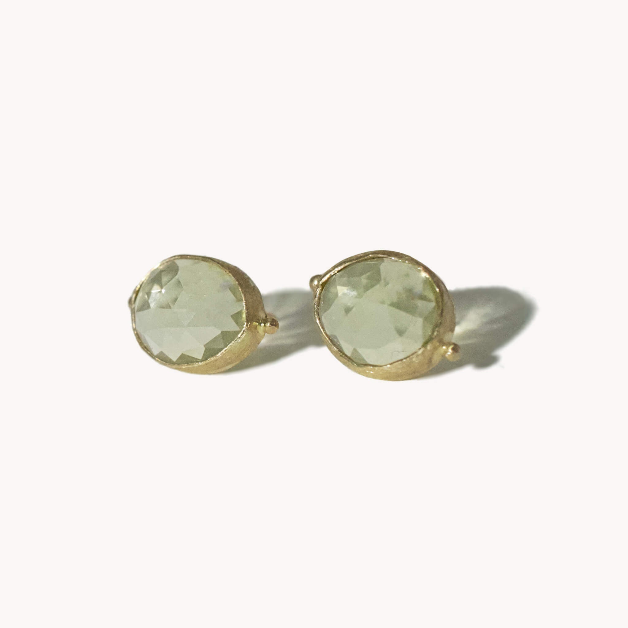 Green stone stud earrings on sale gold