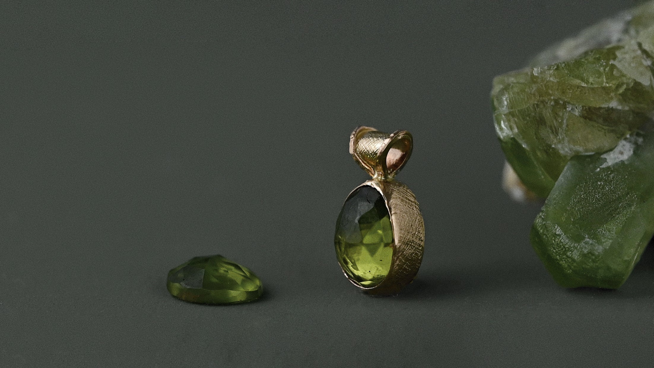Peridot birthstone jewellery in 14ct gold by Vermilion Jewellery