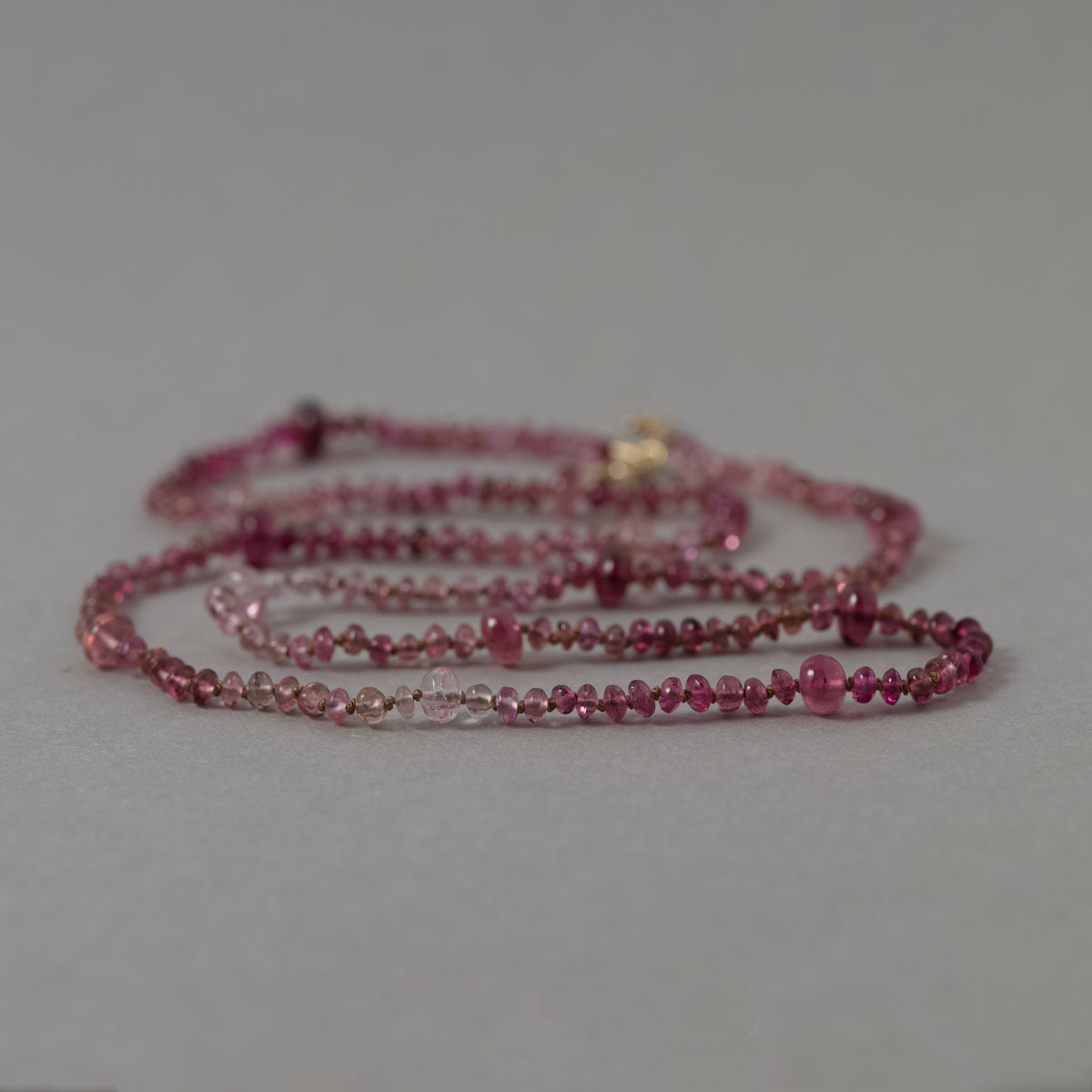 Filo Pink tourmaline necklace with 14ct gold clasp