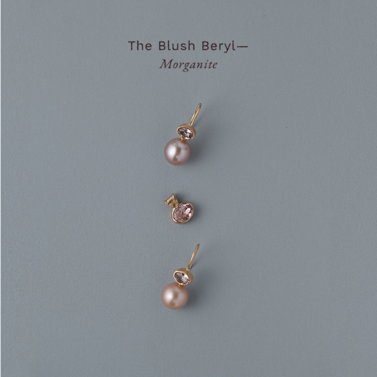 Morganite collection of pearl earrings and pendant in solid 14ct gold 