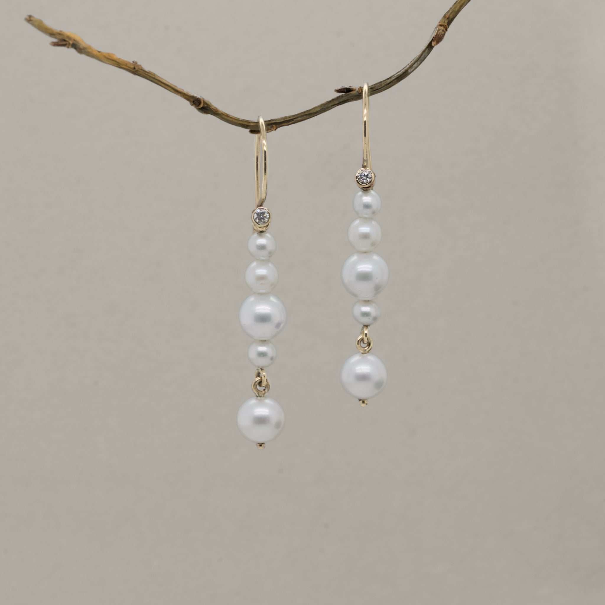 Ondina Freshwater Pearl Diamond Drop Earrings