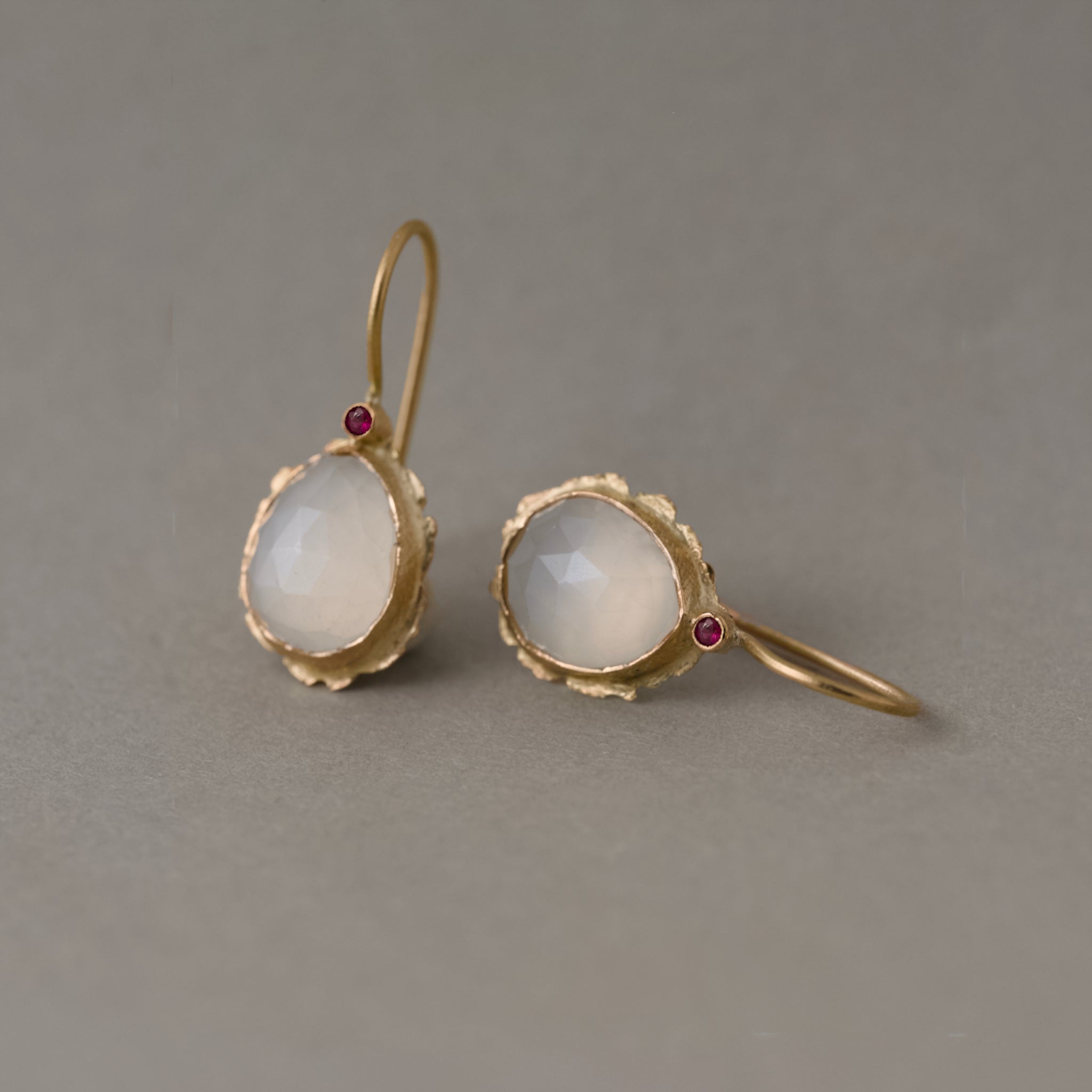 Pera Moonstone Ruby Earrings