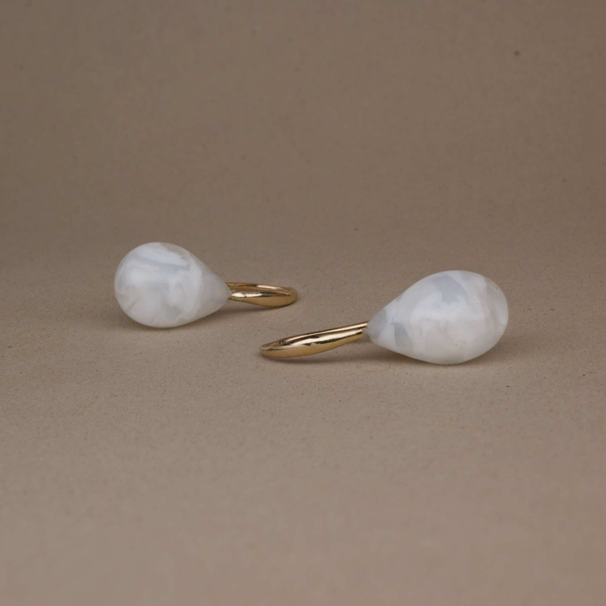 Bella Blanco Murano White Earrings in white glass with 14ct gold settings.