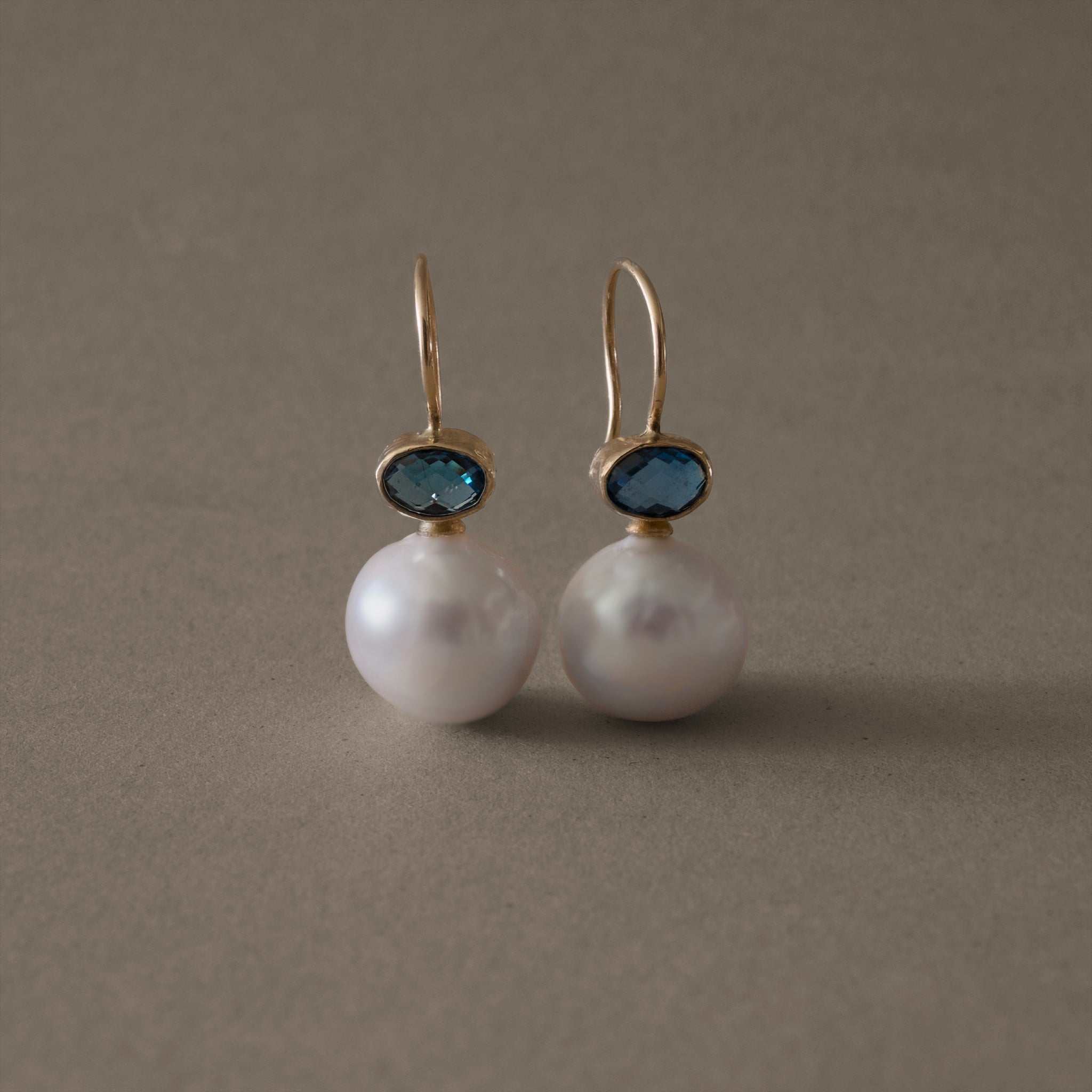 LONDON BLUE TOPAZ PEARL EARRINGS