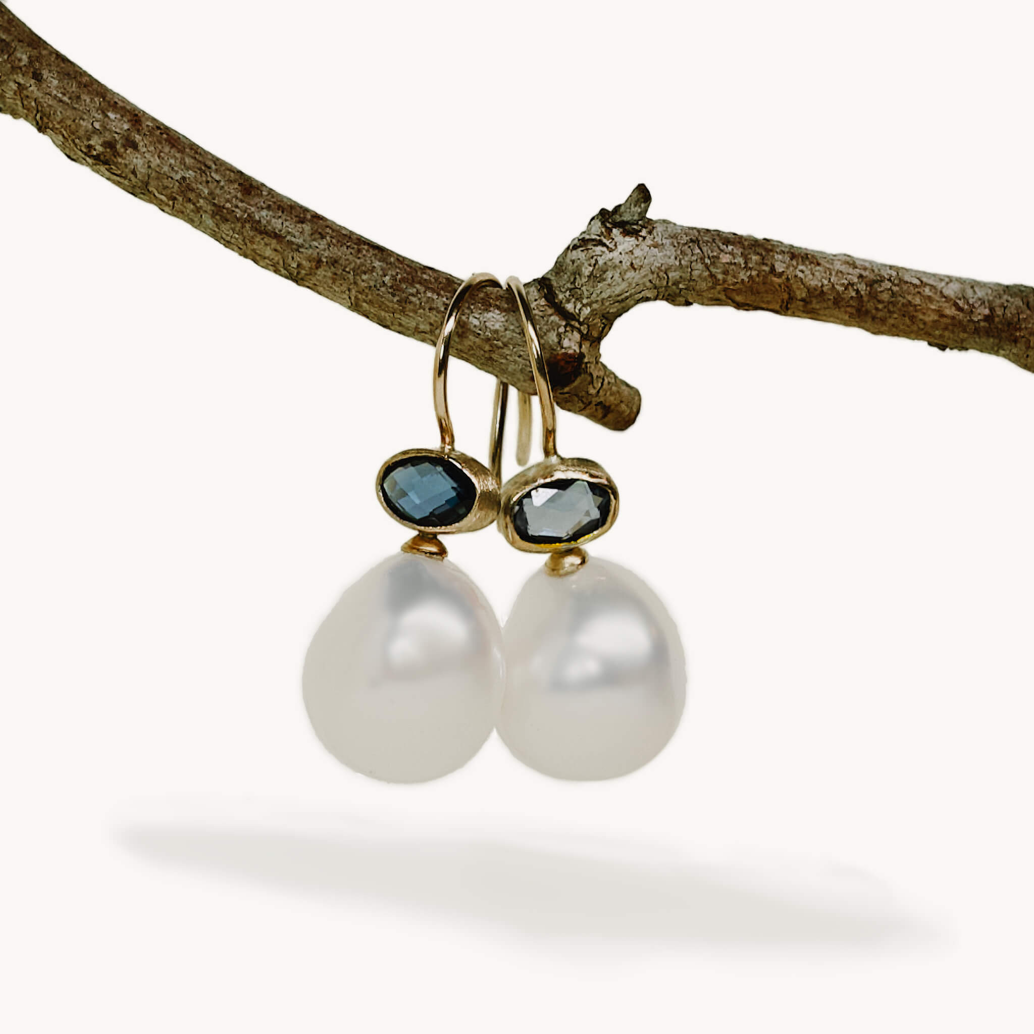 blu topaz pearl earrings
