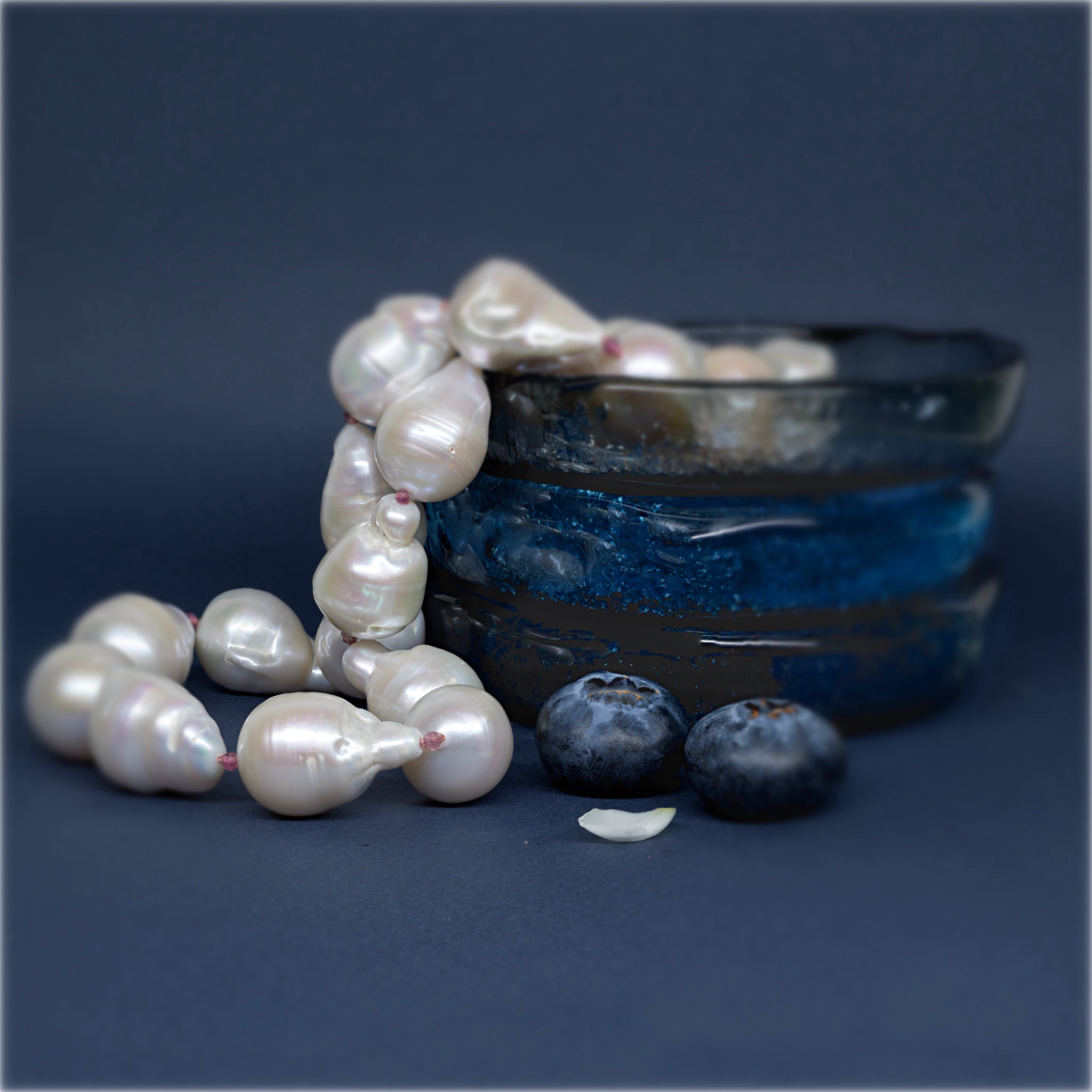 pink baroque pearls and jewellery dishes
