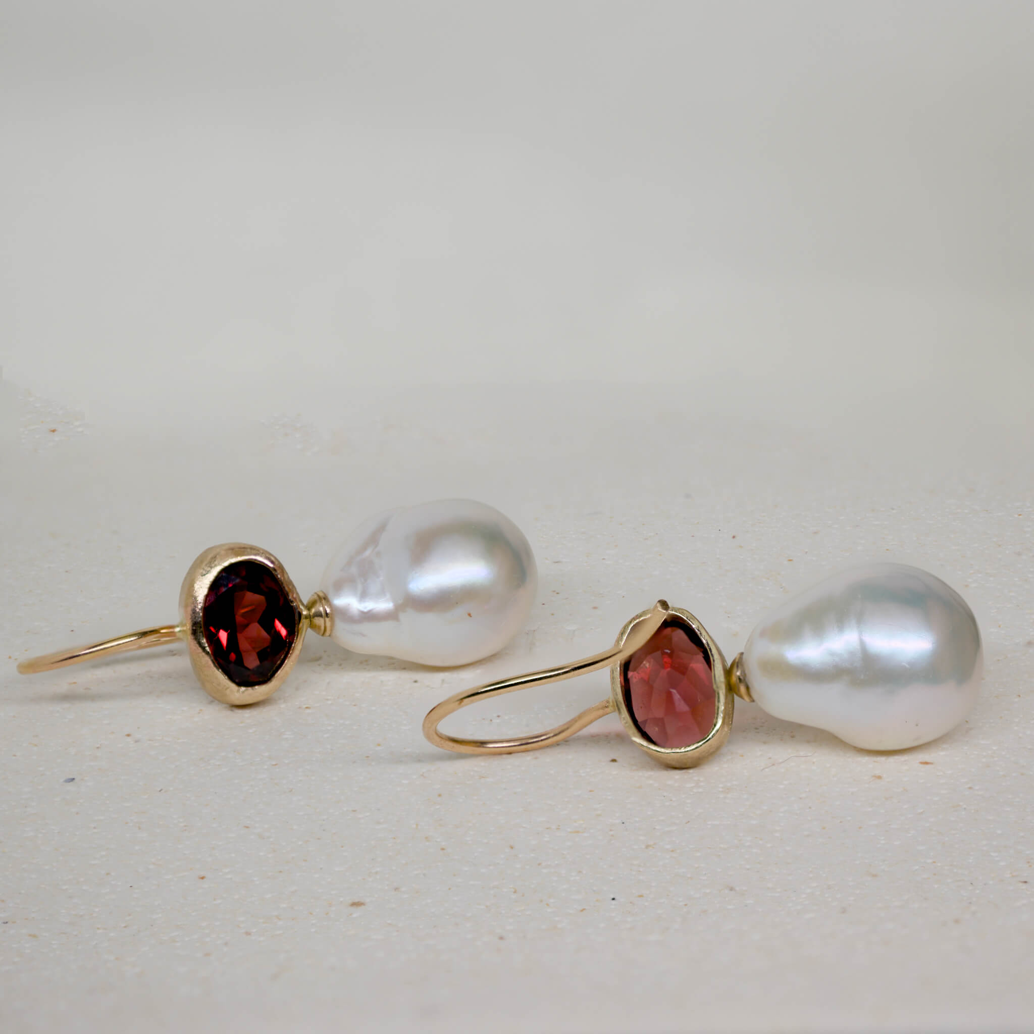 Rhodolite Garnet Pearl Earrings