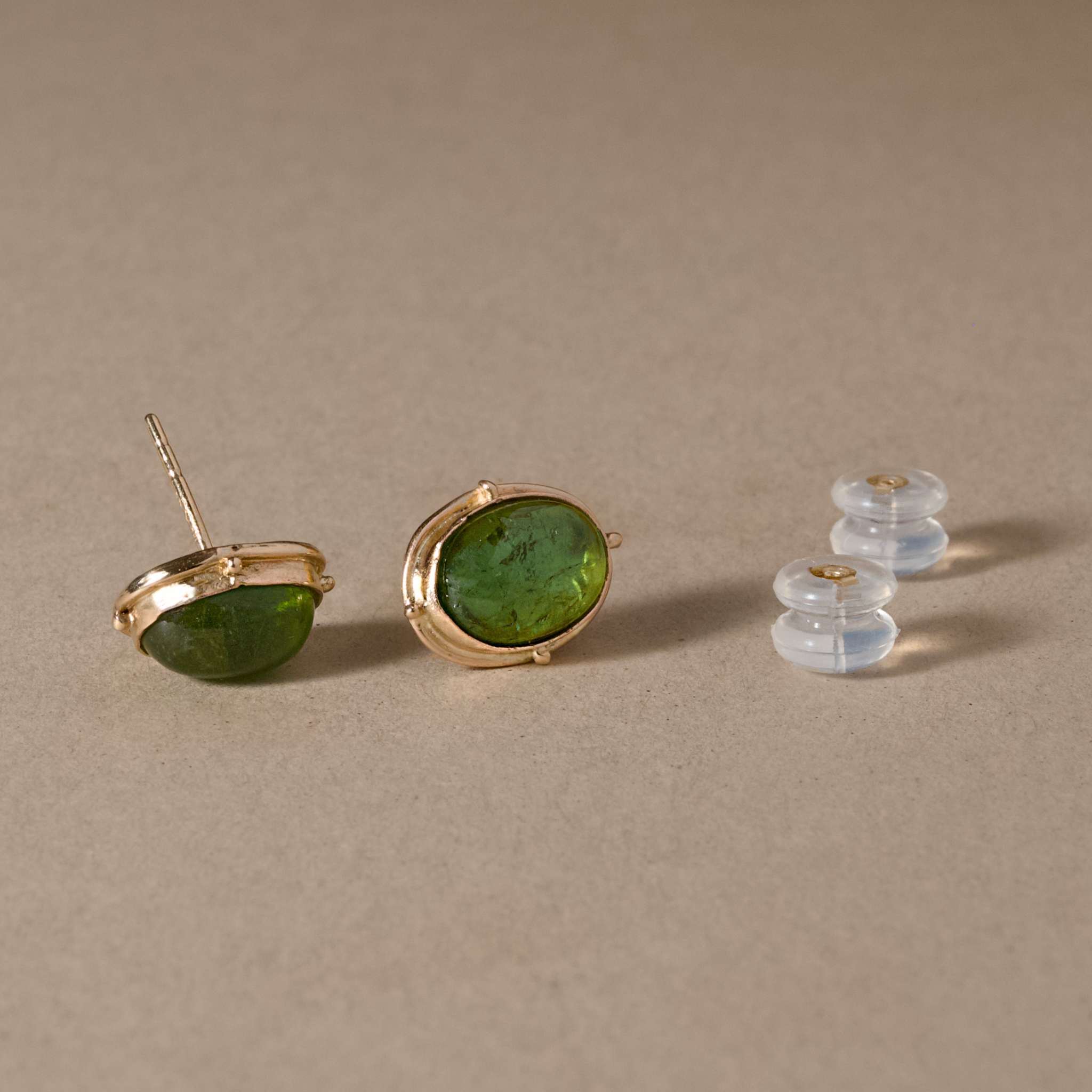 tourmaline earrings with Green tourmaline set in 14ct gold.