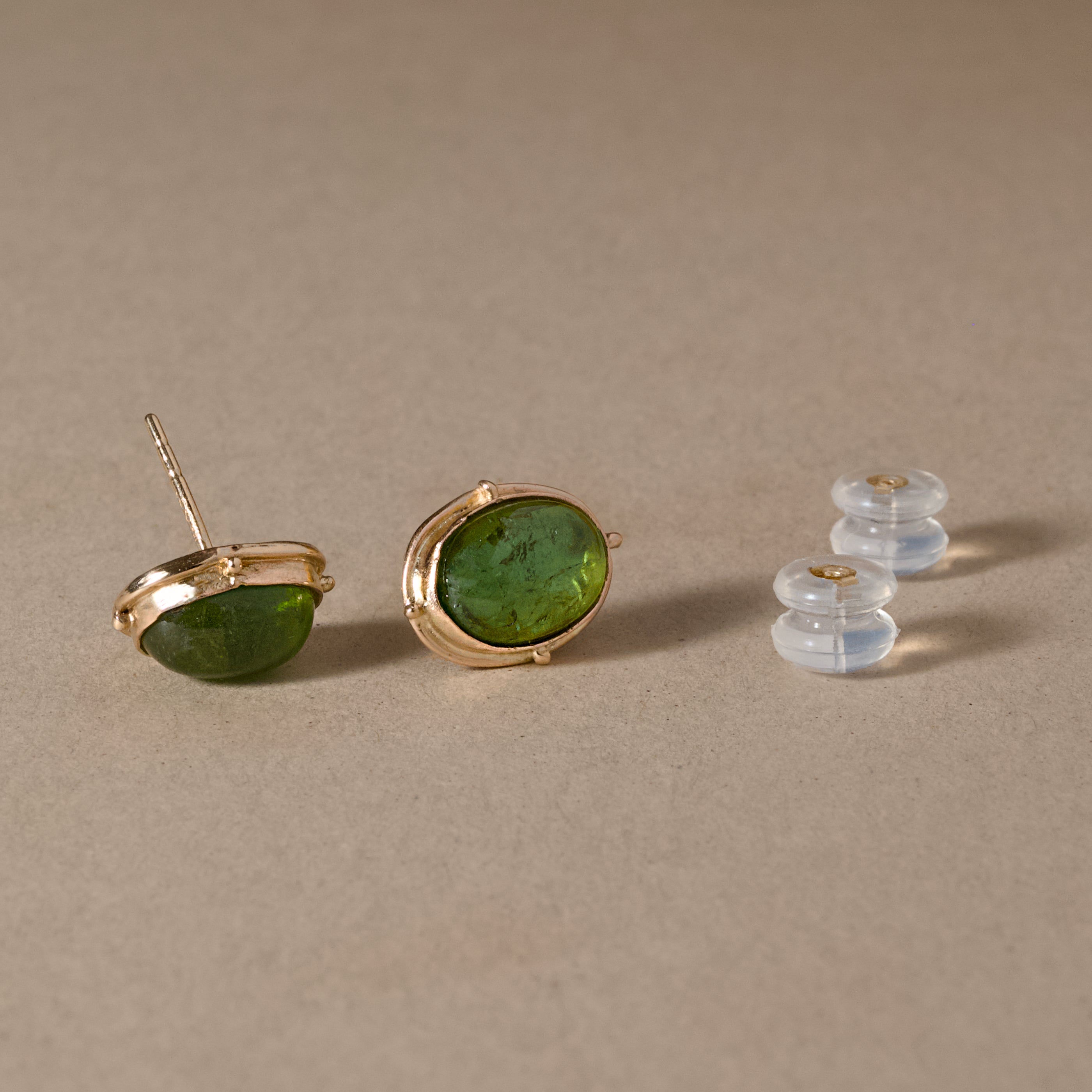 green tourmaline stud earrings nuts