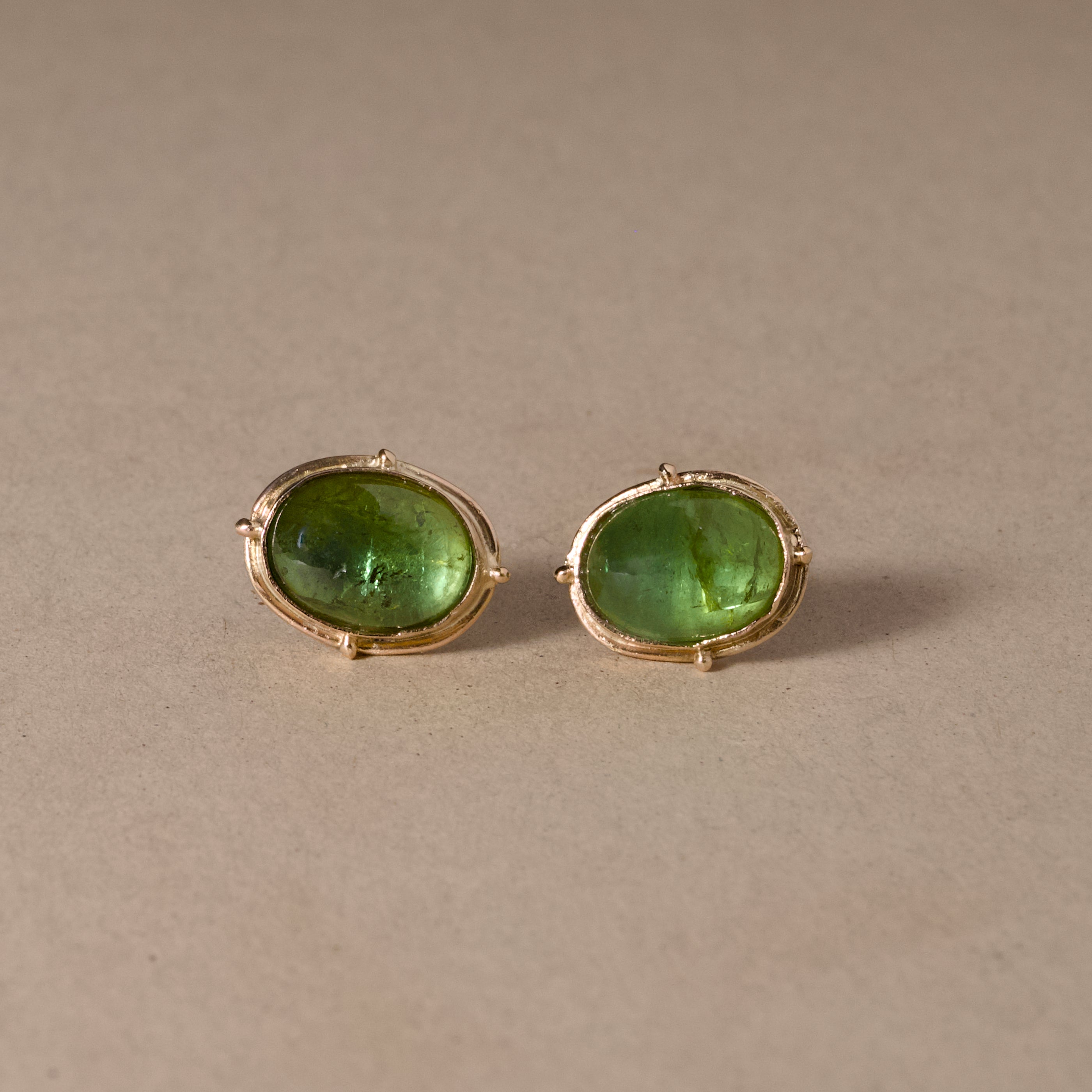 green tourmaline stud earrings 