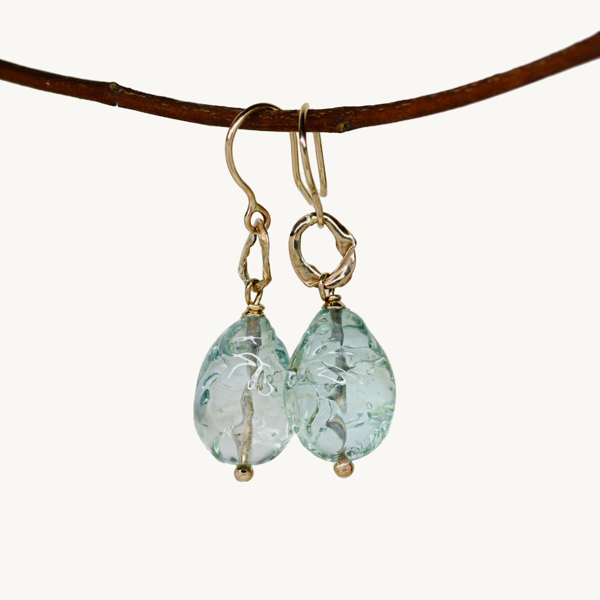 oro murano aquamarine earrings