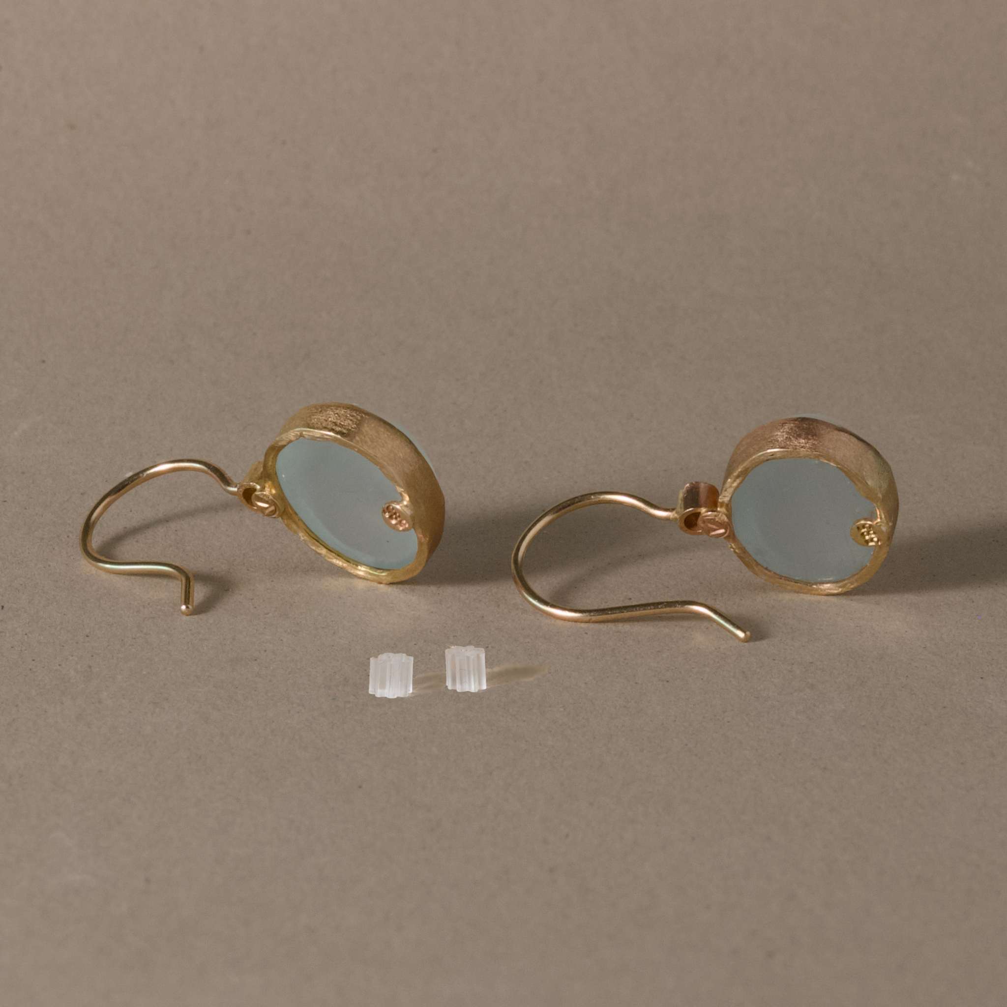 pero a diamond aquamarine  arrings with pale blue gemstones and diamonds set in 14k gold.