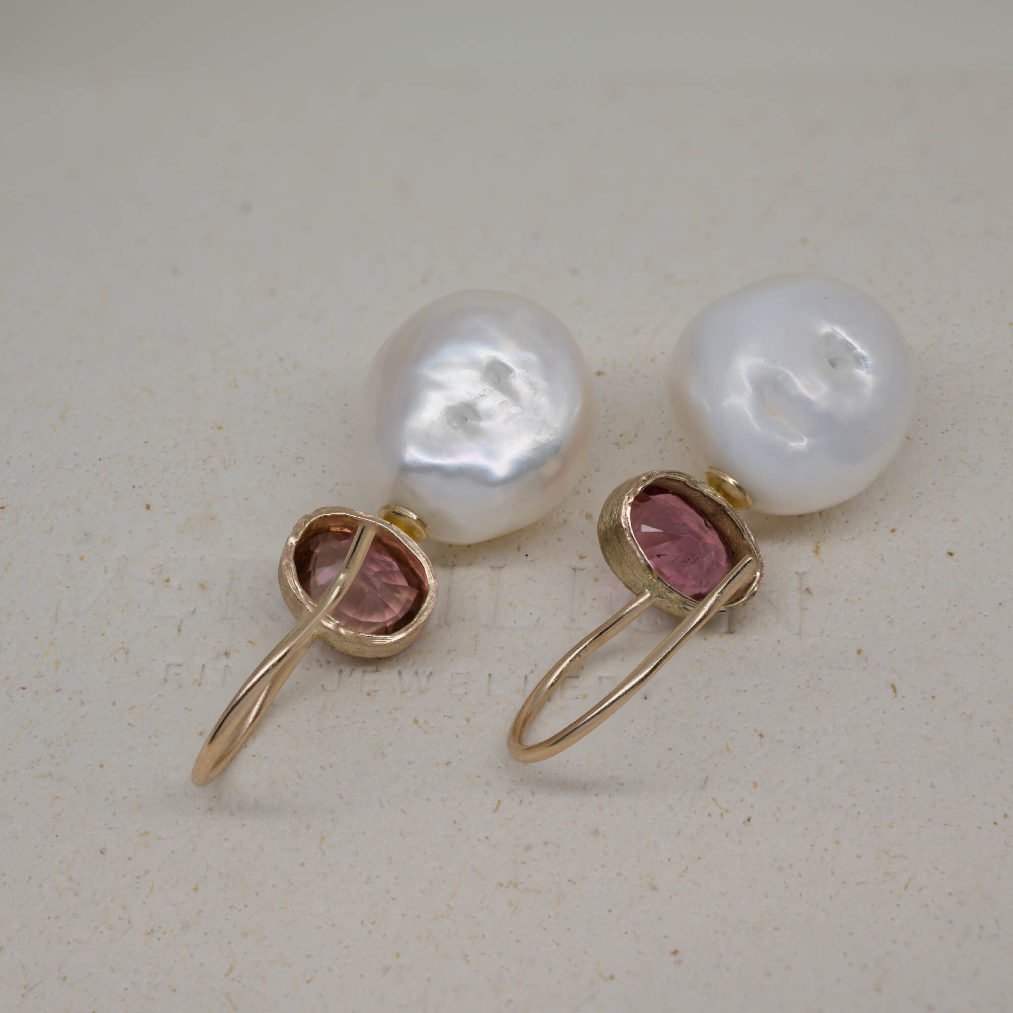 Rosa Tourmaline Pearl Earrings