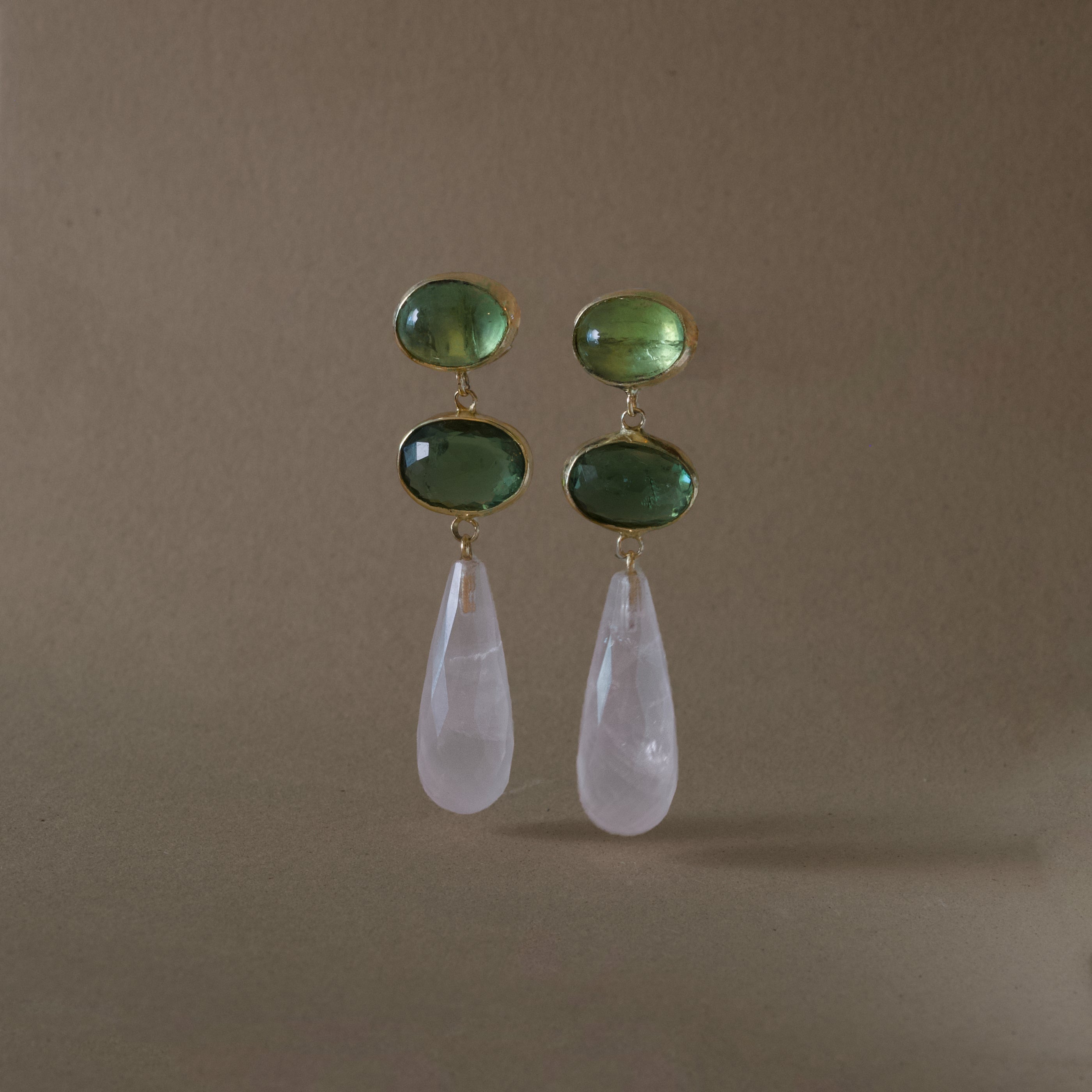 Sera Tourmaline Rose Quartz Earrings